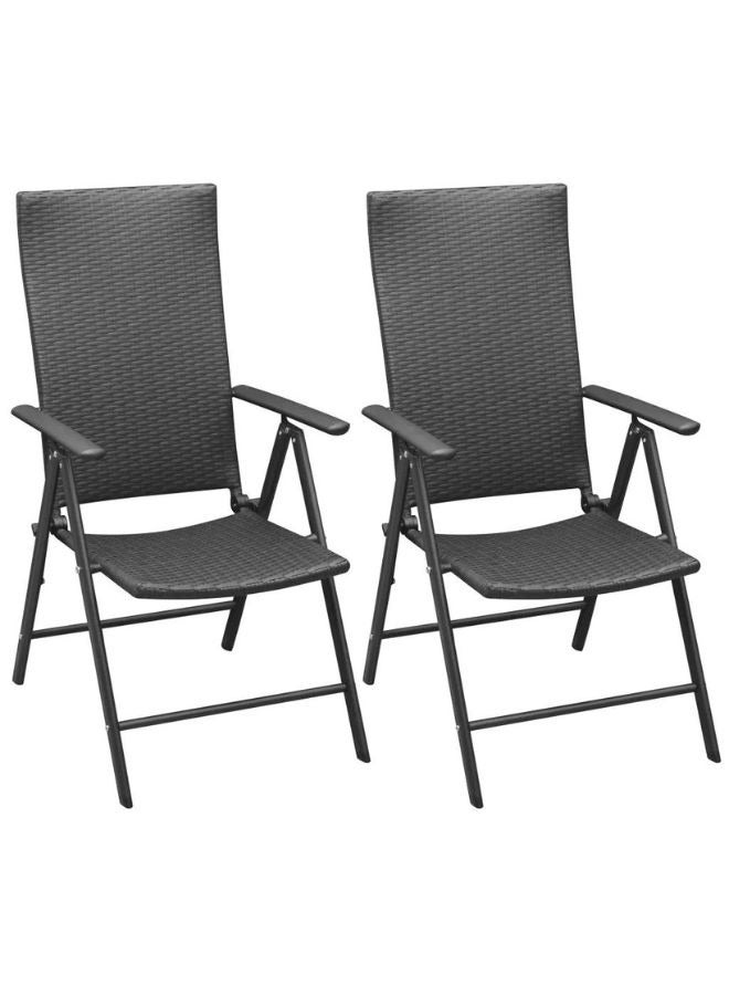 فيداكسل كراسي حديقة قابلة للتكديس 2 أجهزة كمبيوتر Poly Rattan Black  - Image 1