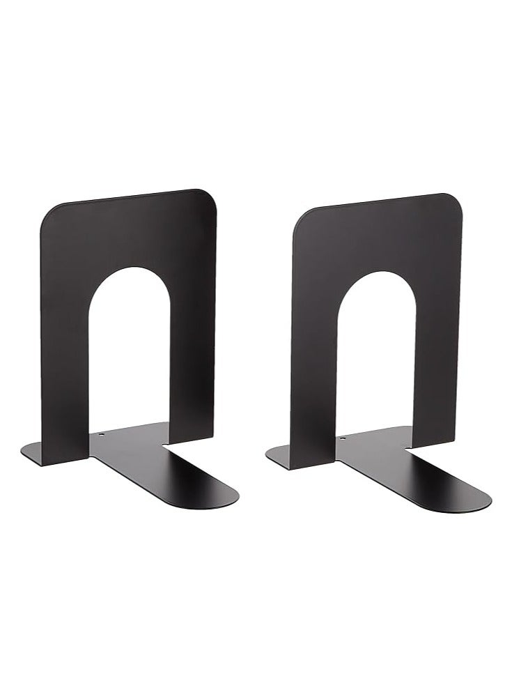 ديلي نهايات الكتاب الدفتين المعدنية للأرفف | نهاية الكتاب لحمل الكتب شديدة التحمل، غير قابلة للانزلاق، سدادة حامل الكتب لرفوف المكتب والمنزل - أسود (عبوة من قطعتين) - Image 1