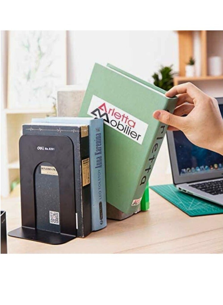 ديلي نهايات الكتاب الدفتين المعدنية للأرفف | نهاية الكتاب لحمل الكتب شديدة التحمل، غير قابلة للانزلاق، سدادة حامل الكتب لرفوف المكتب والمنزل - أسود (عبوة من قطعتين) - Image 4