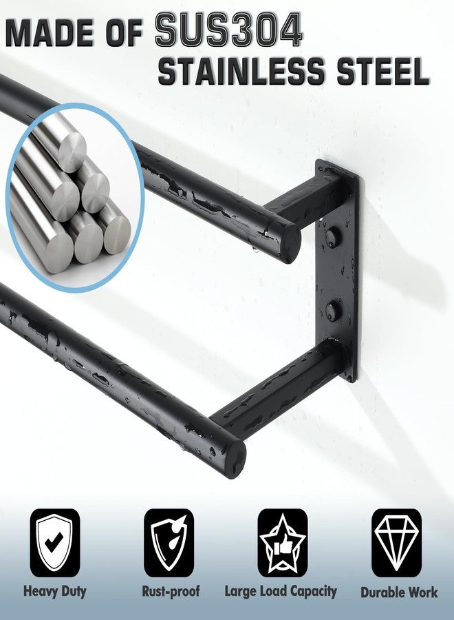 Alise Bathroom Double Towel Bars Wall Mount 28'' Towel Holder Towel Racks for Bathroom,SUS304 Stainless Steel Towel Hanger Towel Rails,Matte Black - Image 3