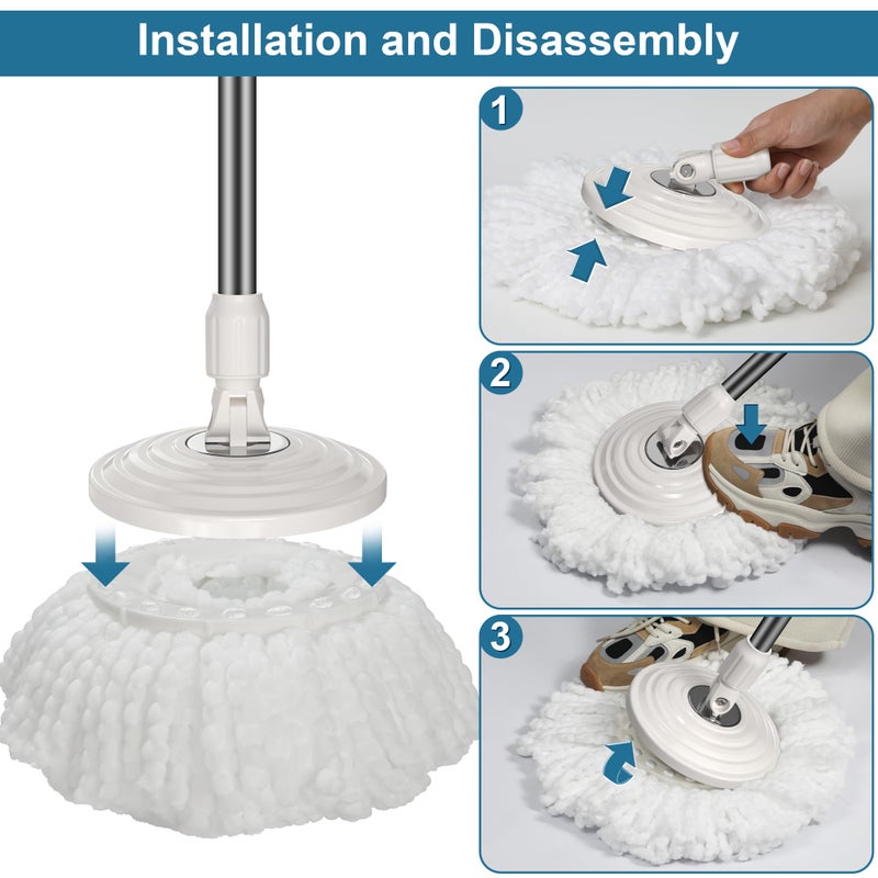 RinseWise 6 Pack Mop Heads Replacements, Compatible with FunClean Spin Mop & RinseWise Mop Bucket, Microfiber Spin Mop Head Refill Cleaning Supplie for Home Industrial and Commercial Use - Image 3