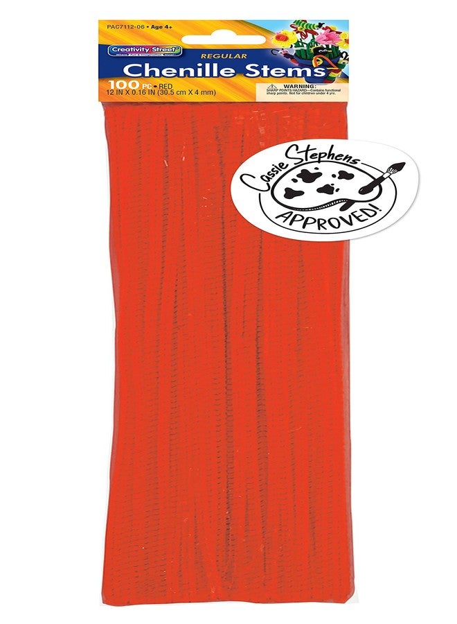 Creativity Street Chenille Stems/Pipe Cleaners 12 Inch x 4mm 100-Piece, Red - Image 1