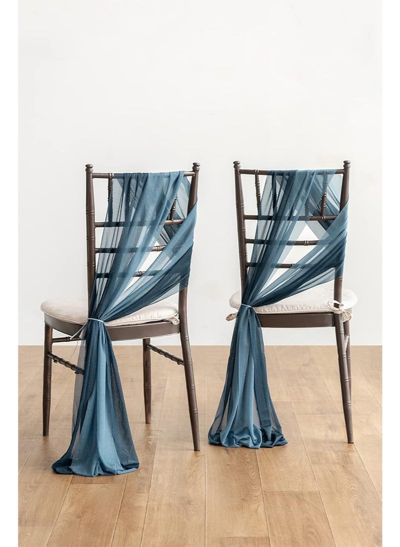 إزدنك أغطية كراسي الزفاف، ديكور الممر، قماش متدلي، ربطات حزام مقاومة للتجاعيد، مناسبة للحفلات، حفل الاستقبال، تنسيق الزهور، الولائم، الديكور الخارجي (قطعتان من اللون الرمادي الداكن والأزرق وقطعتان من اللون الأزرق الجليدي) - Image 2