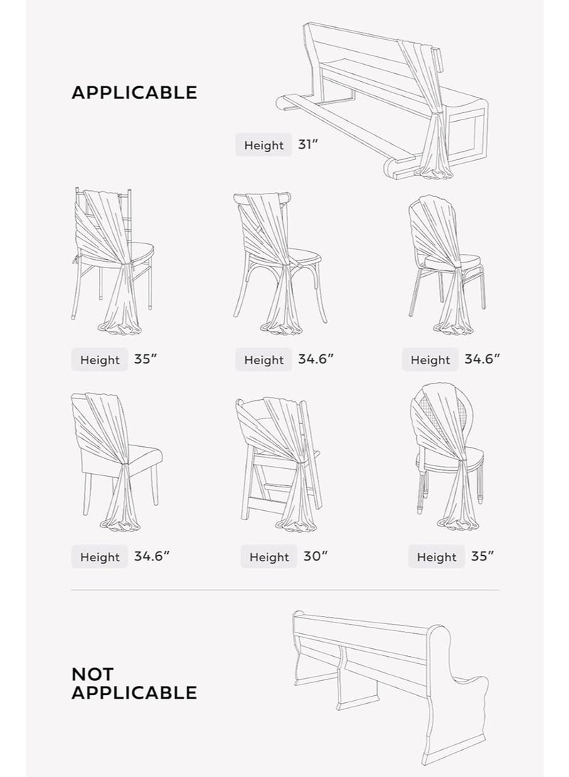 إزدنك أغطية كراسي الزفاف، ديكور الممر، قماش متدلي، ربطات حزام مقاومة للتجاعيد، مناسبة للحفلات، حفل الاستقبال، تنسيق الزهور، الولائم، الديكور الخارجي (قطعتان من اللون الرمادي الداكن والأزرق وقطعتان من اللون الأزرق الجليدي) - Image 5