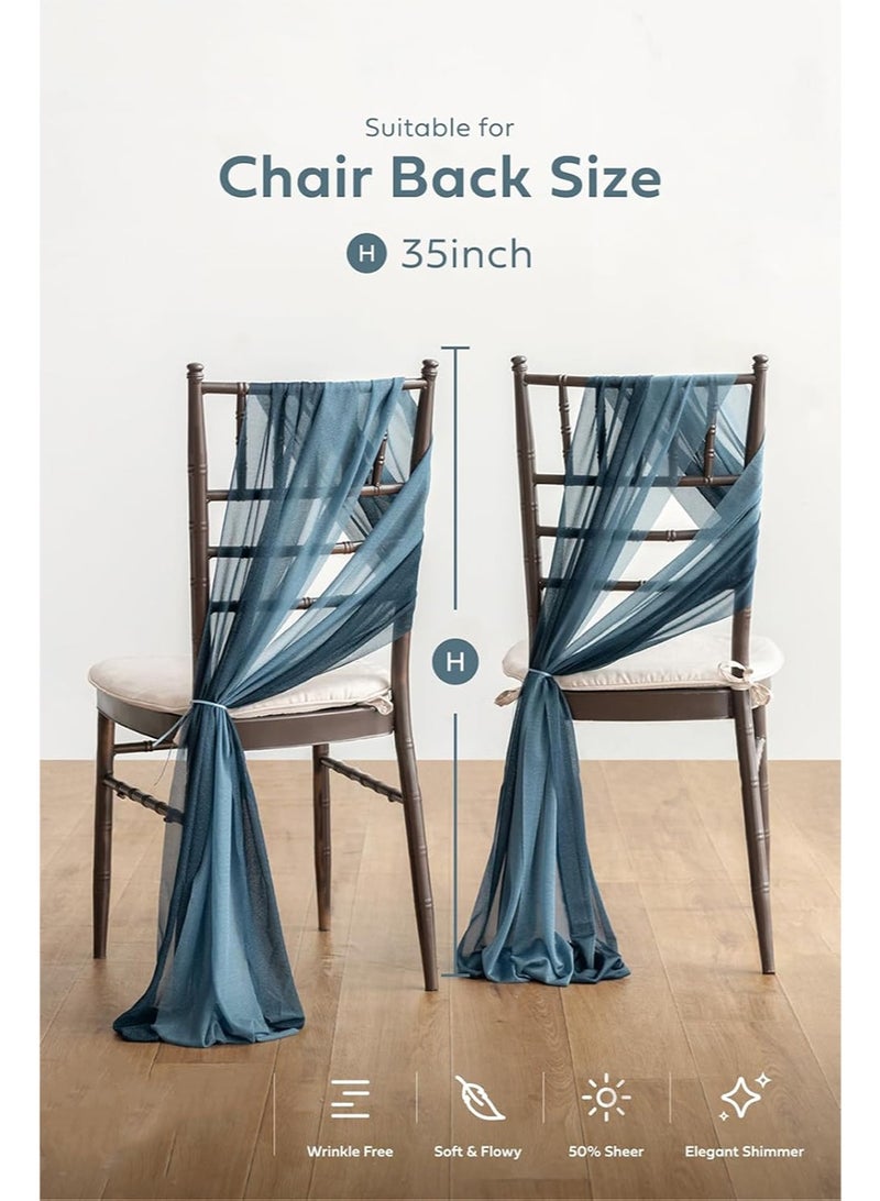 إزدنك أغطية كراسي الزفاف، ديكور الممر، قماش متدلي، ربطات حزام مقاومة للتجاعيد، مناسبة للحفلات، حفل الاستقبال، تنسيق الزهور، الولائم، الديكور الخارجي (قطعتان من اللون الرمادي الداكن والأزرق وقطعتان من اللون الأزرق الجليدي) - Image 3