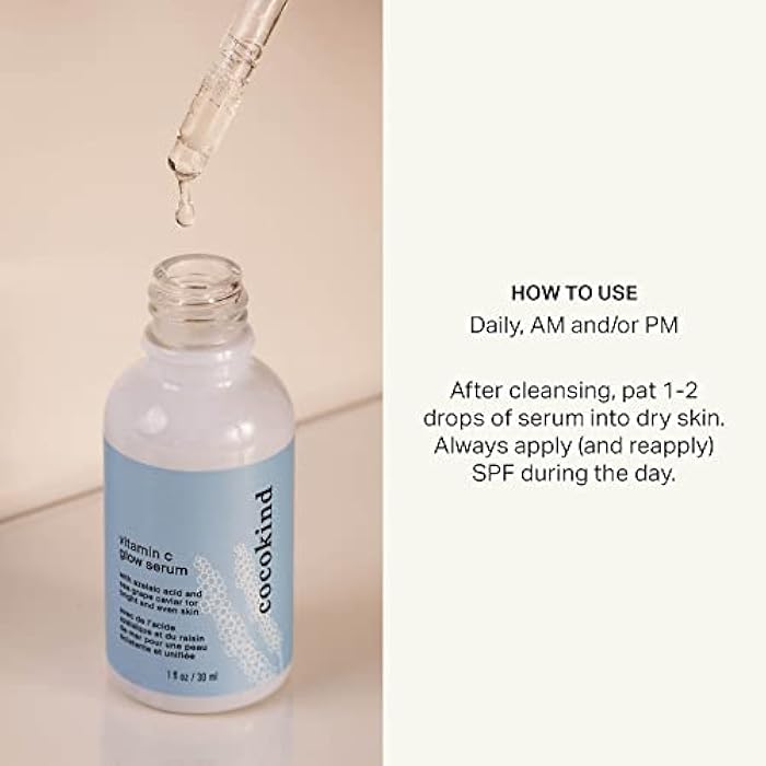 Cocokind Vitamin C Glow Serum with Azelaic Acid and Sea Grape Caviar for Bright and Even Skin, 1 Fl Oz - Image 4