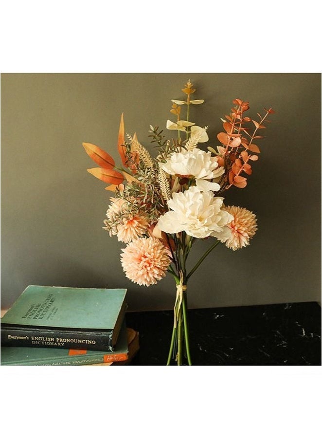 MIXDE 1-Bunch Artificial Peony Dandelion Bouquet For Wedding Home Office Party Hotel Window Sill Decoration Fake Flowers, Silk Roses Artificial Flowers, White Faux Flower Arrangement Suitable for Home Office Decoration, Dining Table Centerpiece - Image 4