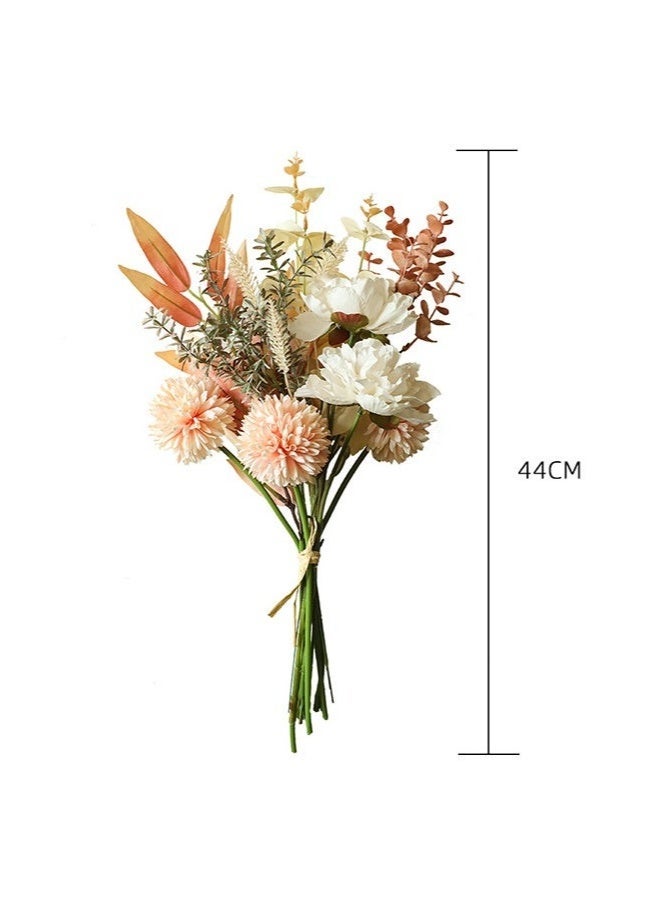 MIXDE 1-Bunch Artificial Peony Dandelion Bouquet For Wedding Home Office Party Hotel Window Sill Decoration Fake Flowers, Silk Roses Artificial Flowers, White Faux Flower Arrangement Suitable for Home Office Decoration, Dining Table Centerpiece - Image 3