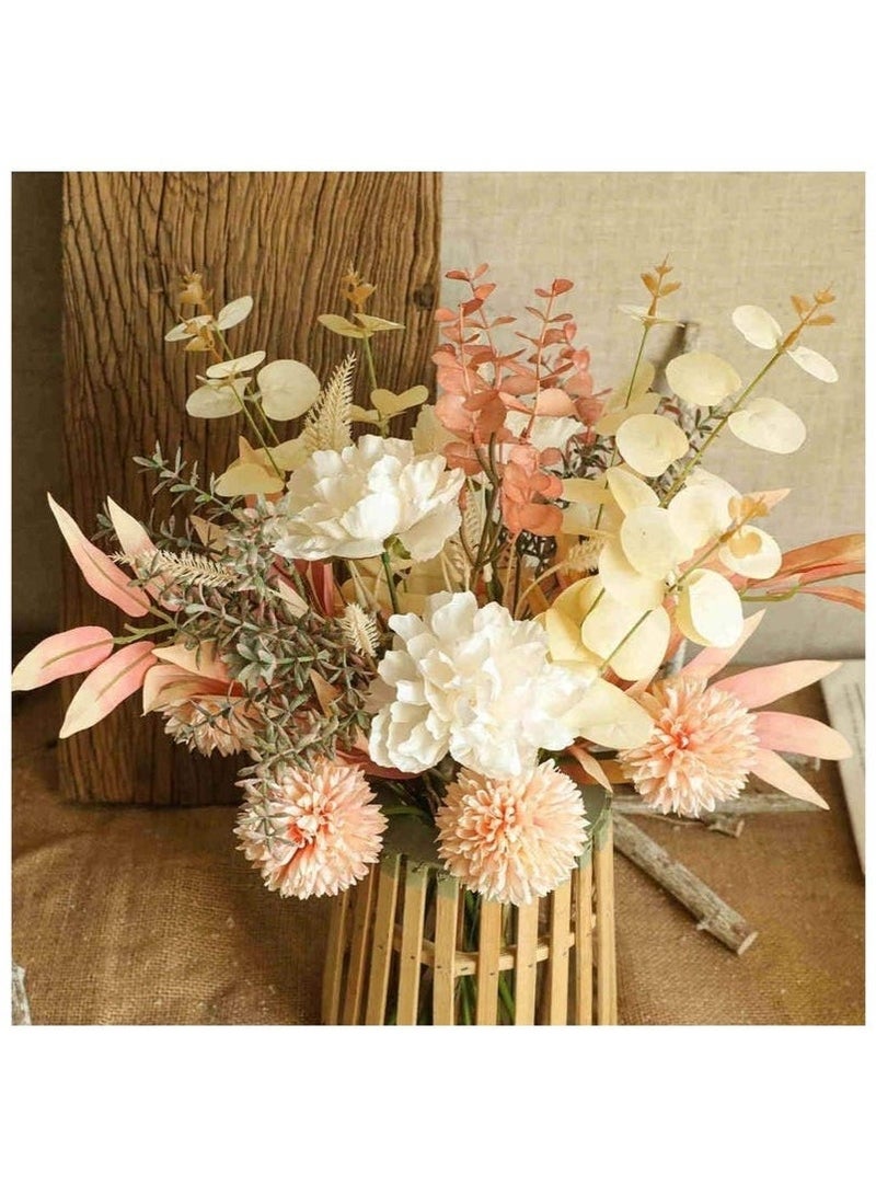 MIXDE 1-Bunch Artificial Peony Dandelion Bouquet For Wedding Home Office Party Hotel Window Sill Decoration Fake Flowers, Silk Roses Artificial Flowers, White Faux Flower Arrangement Suitable for Home Office Decoration, Dining Table Centerpiece - Image 1