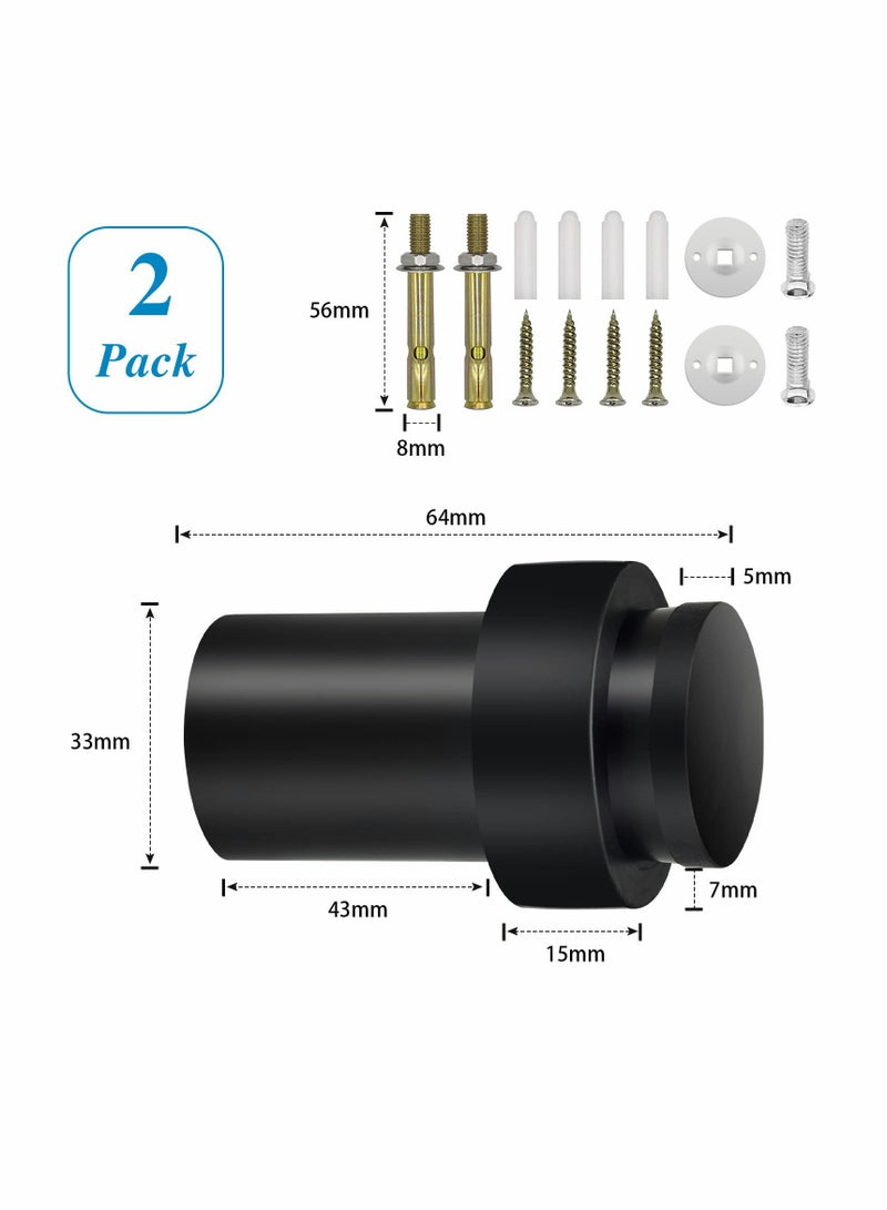 Zikra Door Stoppers, Floor Mounted Door Stop Black Heavy Duty Doorstop Stainless Steel Modern Door Stops Bumper Wall Protector Decorative Solid Rubber Tall Floor Door Stopper for Skirtings (2 Pack) - Image 3