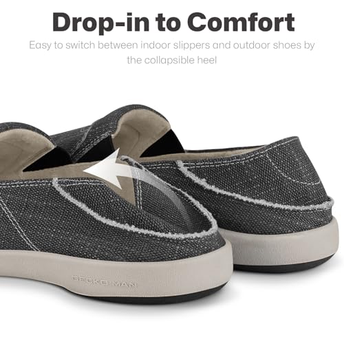 WALK·HERO COMFORT AND SUPPORT Mens Slip On Shoes, Canvas Mens Loafers with Arch Support, Orthopedic Mens Boat Shoes for Plantar Fasciitis, Indoor & Outdoor Walking Slippers Shoes for Pain Relief (10.5, Black) - Image 4