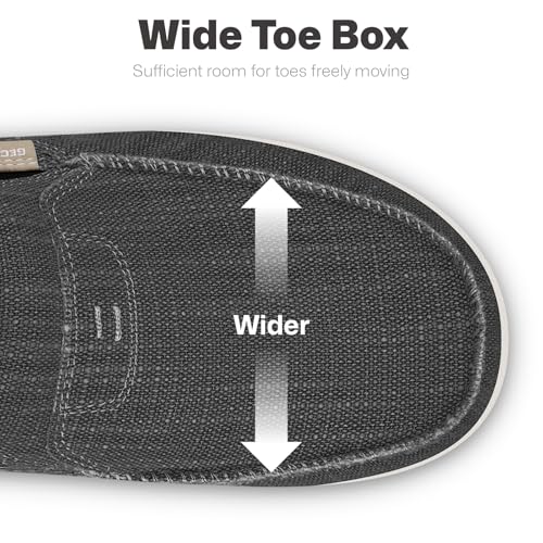 WALK·HERO COMFORT AND SUPPORT Mens Slip On Shoes, Canvas Mens Loafers with Arch Support, Orthopedic Mens Boat Shoes for Plantar Fasciitis, Indoor & Outdoor Walking Slippers Shoes for Pain Relief (10.5, Black) - Image 5