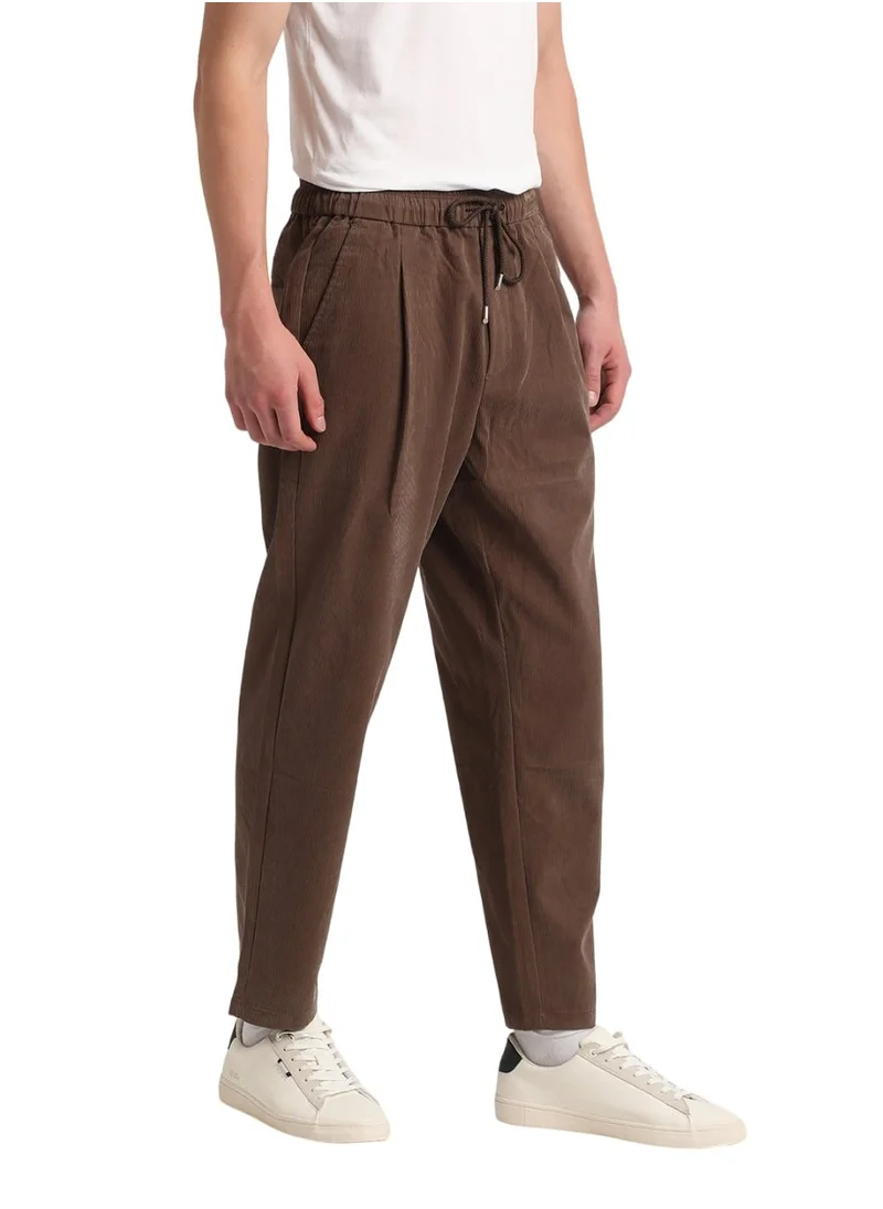 THE BEAR HOUSE Men's Casual Trousers Brown, Relaxed Fit, Soft & Breathable Fabric, Elastic Waist, Stylish Everyday Wear, Versatile & Comfortable Bottoms for Any Occasion