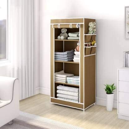 RAXON WORLD RAXON WORLD Adjustable Portable Wardrobe for Clothes Racks Metal Tube and Pp Plastic DoItYourself Storage Unit Beige Color 4 Layer - Image 1
