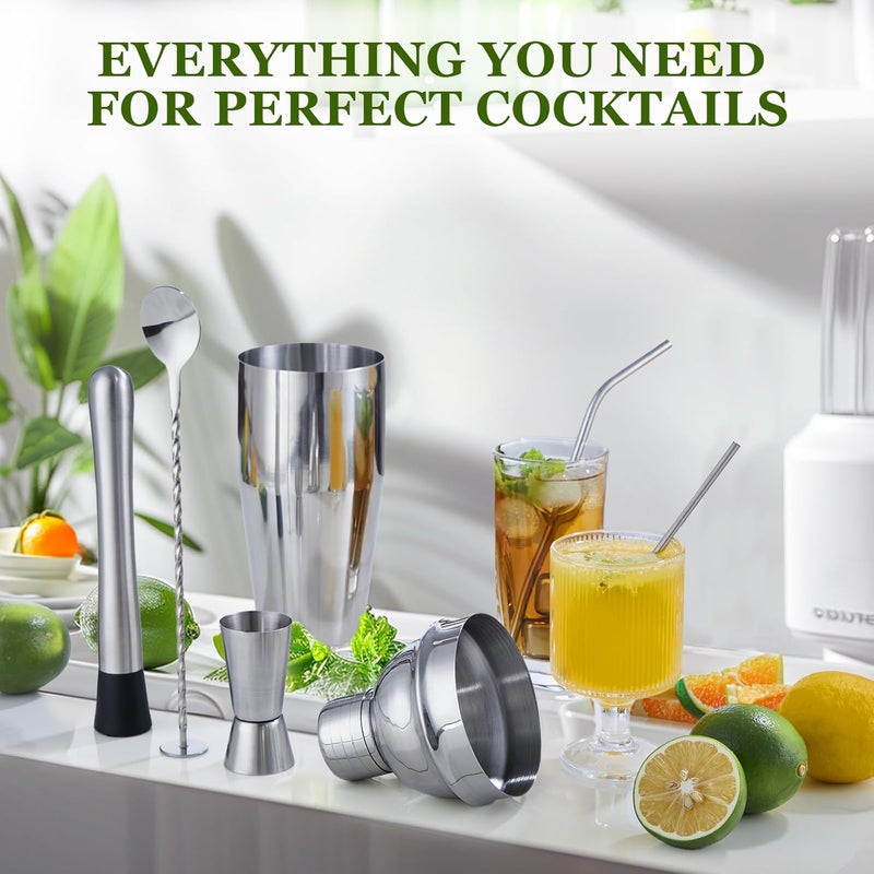 KINGROW Cocktail Shaker Set, 23-Piece Stainless Steel Bartender Kit with Acrylic Stand & Cocktail Recipes Booklet, Professional Bar Tools for Drink Mixing, Home, Bar, Party (Include 4 Whiskey Stones) - Image 5