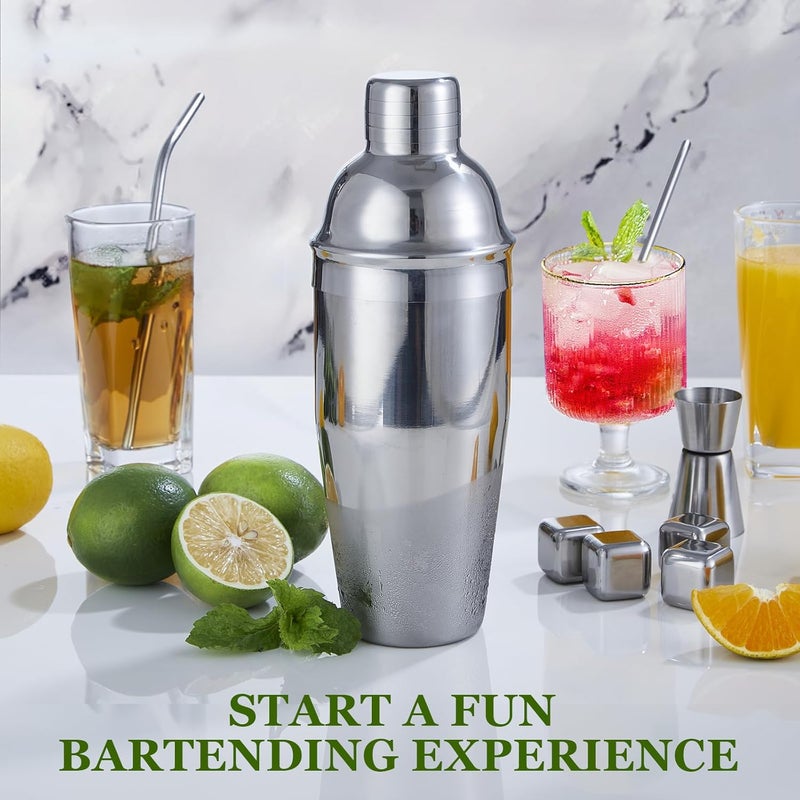 KINGROW Cocktail Shaker Set, 23-Piece Stainless Steel Bartender Kit with Acrylic Stand & Cocktail Recipes Booklet, Professional Bar Tools for Drink Mixing, Home, Bar, Party (Include 4 Whiskey Stones) - Image 4