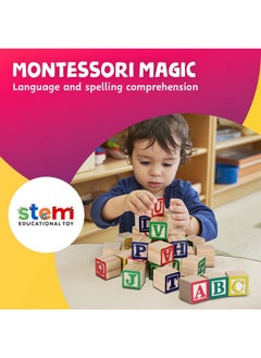 Skoolzy Wooden Alphabet Blocks - 30 Abc Wooden Blocks For Toddlers - Wood Alphabet Stacking Toys - Alphabet Learning Toys Ages 2 +  - Image 2