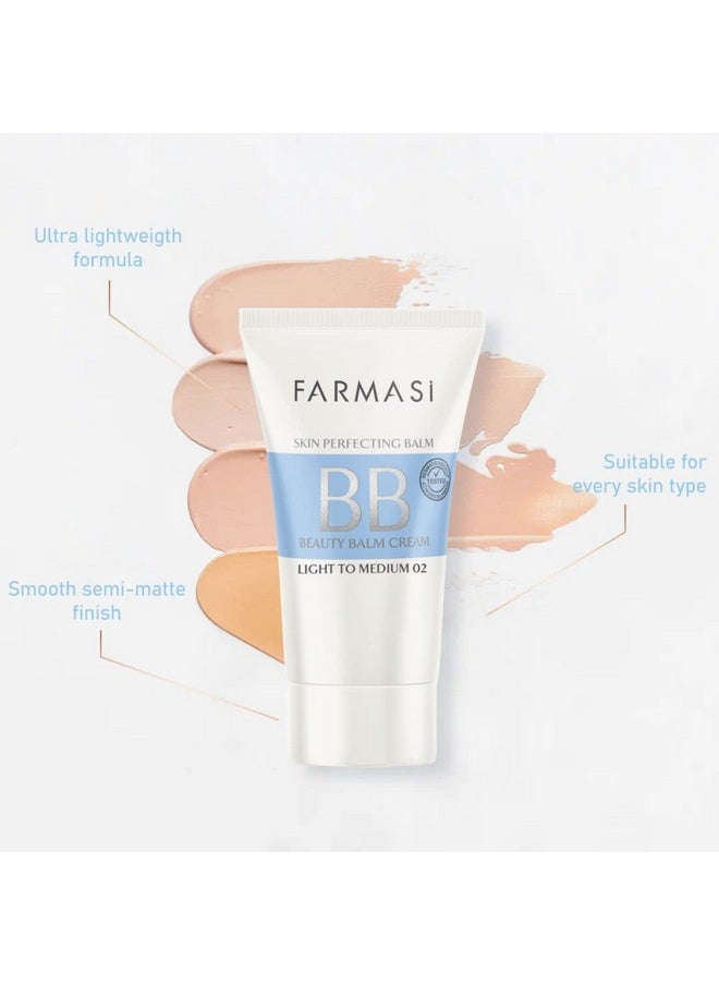 FARMASI - Make Up Bb Cream Beauty Balm Full Coverage Foundation Concealer Moisturizer Bb Cream For All Skin Types 1.7 Fl. Oz. / 50 Ml (Light Medium) - Image 1