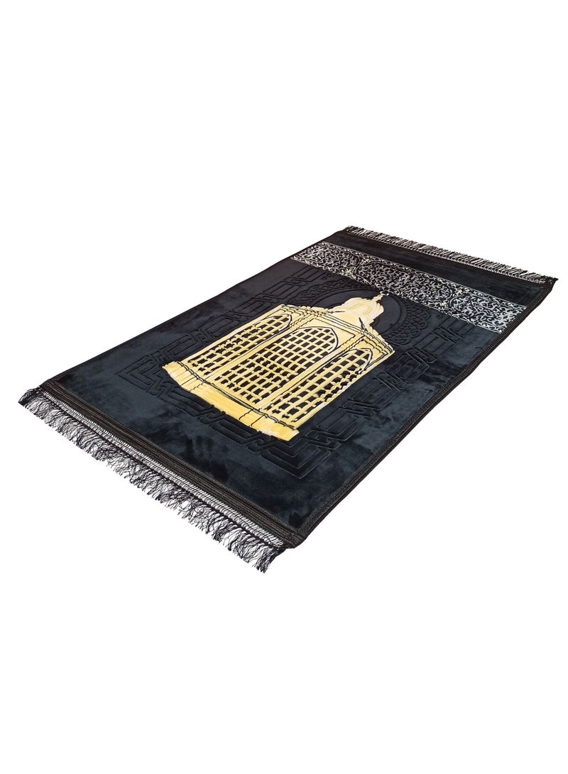 Fabienne Anti-Slip Large Velvet Top Printed Prayer Black 80x120 cm  - Image 2