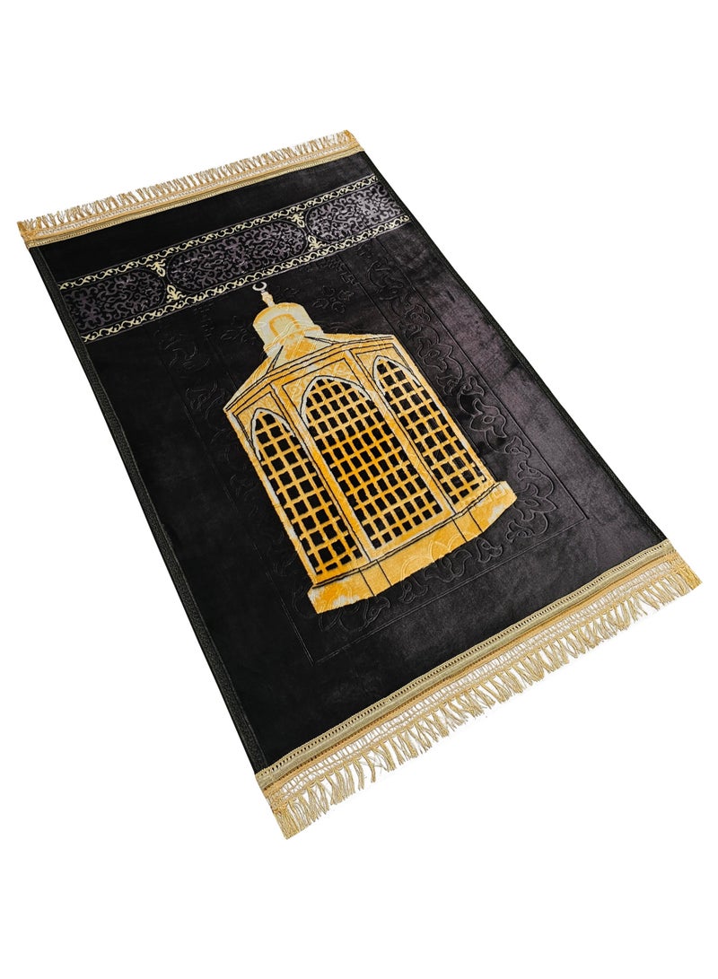 Fabienne Anti-Slip Large Velvet Top Printed Prayer Black 80x120 cm  - Image 1