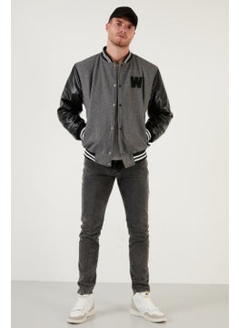 Buratti Embroidered Sleeves Leather Detailed College Collar Bomber Coat Men's Coat 5715985  - Image 1