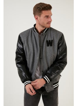 Buratti Embroidered Sleeves Leather Detailed College Collar Bomber Coat Men's Coat 5715985  - Image 3