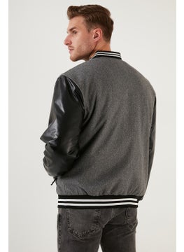 Buratti Embroidered Sleeves Leather Detailed College Collar Bomber Coat Men's Coat 5715985  - Image 5