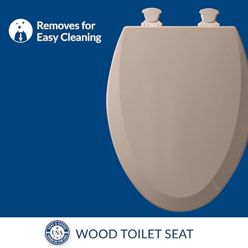 Bemis 1500EC 068 Toilet Seat with Easy Clean & Change Hinges, 1 Pack Elongated, Fawn Beige - Image 2