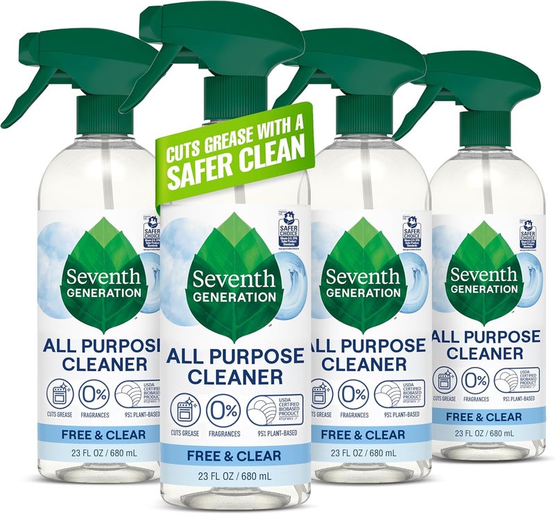 Seventh Generation All Purpose Cleaner, Biodegradable Formula, Free & Clear, 23 oz (Pack of 4) - Image 1