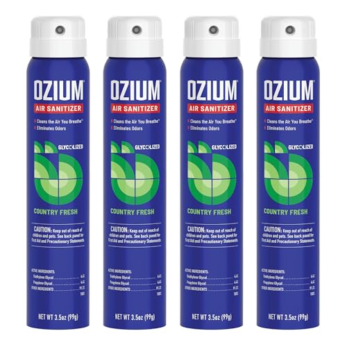 Ozium معقم الهواء أوزيوم ومزيل الروائح للمنازل والسيارات والمكاتب والمزيد، رائحة طبيعية، 3.5 أونصة (عبوة من 4) - Image 1