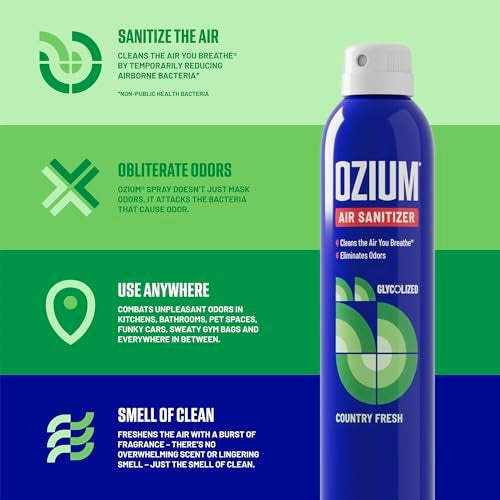 Ozium معقم الهواء أوزيوم ومزيل الروائح للمنازل والسيارات والمكاتب والمزيد، رائحة طبيعية، 3.5 أونصة (عبوة من 4) - Image 2