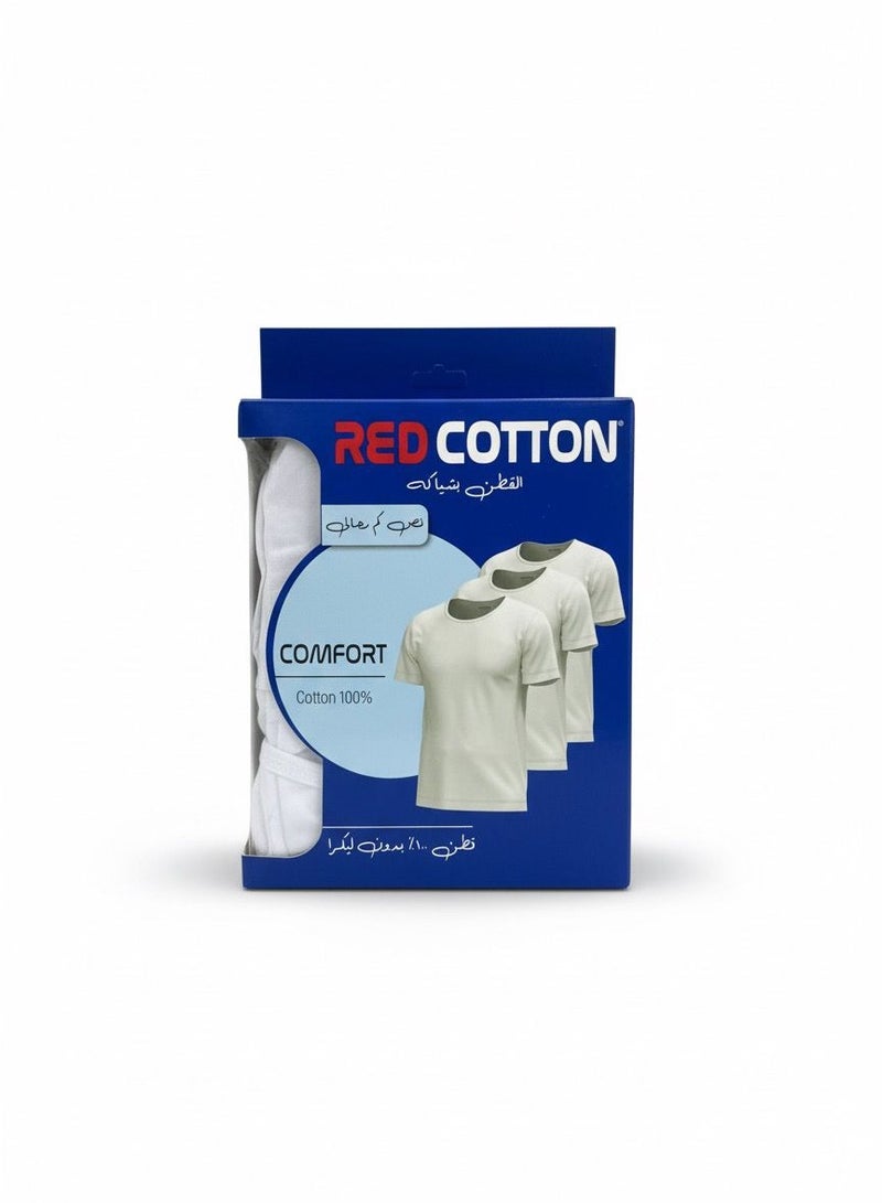 Red Cotton Men’s Undershirt – 100% Egyptian Cotton Comfort (Pack of 3)
