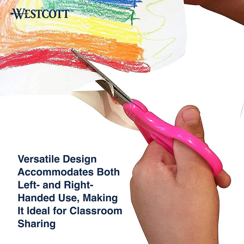 Westcott Right & Left-Handed Scissors For Kids - Back to School Essentials, Classroom Must Haves, Art Supplies - 5-Inch Pointed Safety Scissors - Assorted Colors - 12 Pack (ACM13141) - Image 5