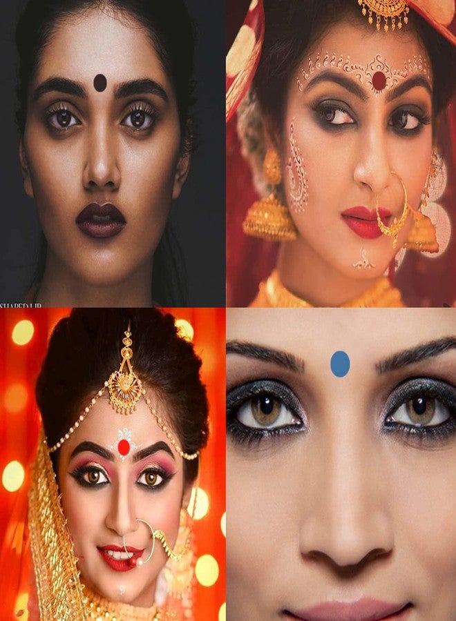 Kotart - Large Size Multicolor Plain Classic Bindi for Women - Bollywood Style Big Size Bindi for Girls Ladies Forehead (Set of 8) - Image 2