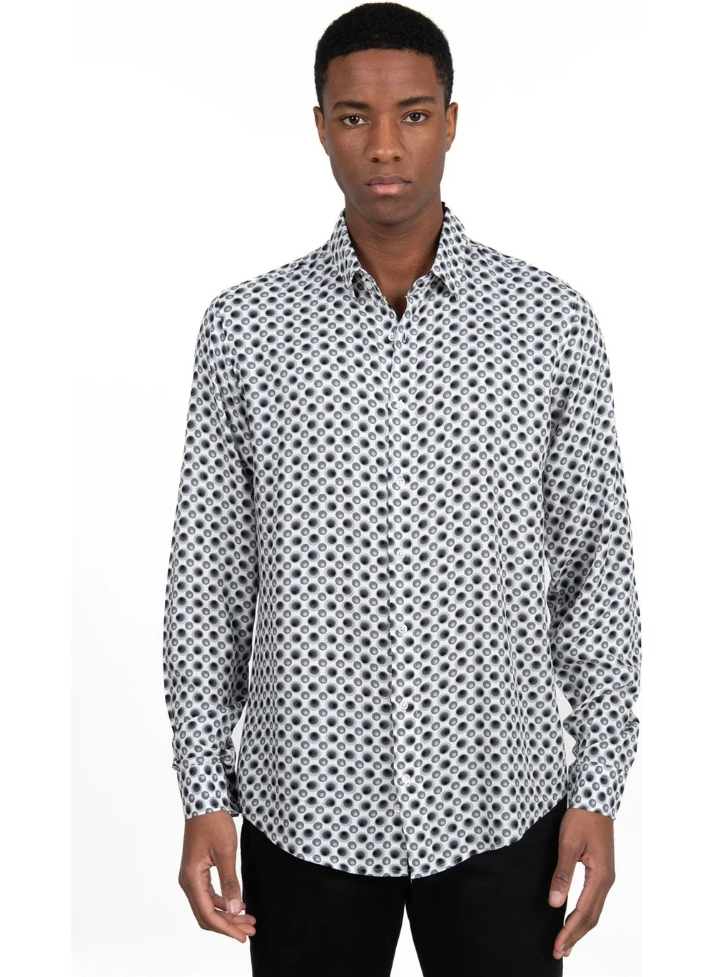 Tudors Slim Fit Slim Fit Long Sleeve Printed Pattern Viscose Tencel Sports Men's Shirt -