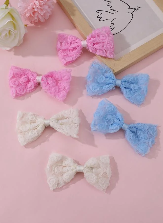 تايك تو Pack of 6 - Girls Floral Embellished Bow Hair Clips