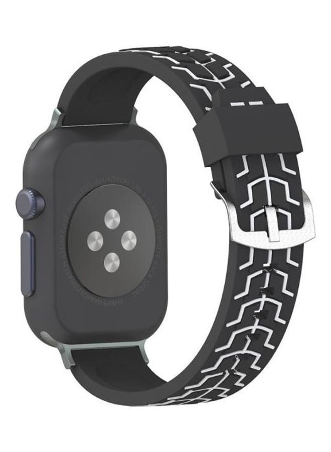 NIBEMINENT Fashion Fishbone Pattern Watch Strap For Apple Series 3 & 2 1 42mm Black/White - Image 4