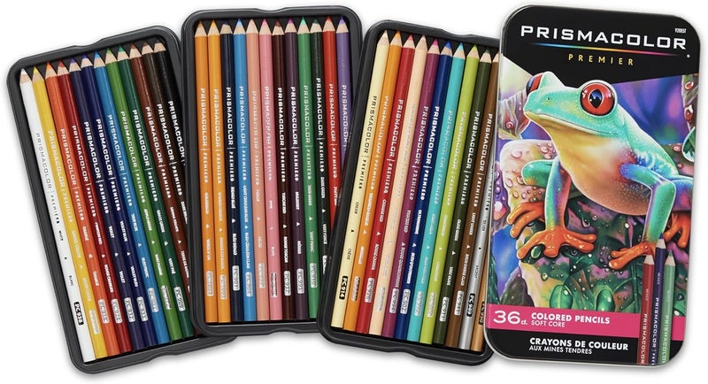 Prismacolor أقلام تلوين بريميير، ناعمة، بألوان متنوعة، 36 قطعة - متينة، زاهية، فائقة السلاسة، تلوين للكبار، رسم، تخطيط، فنون وحرف - Image 1