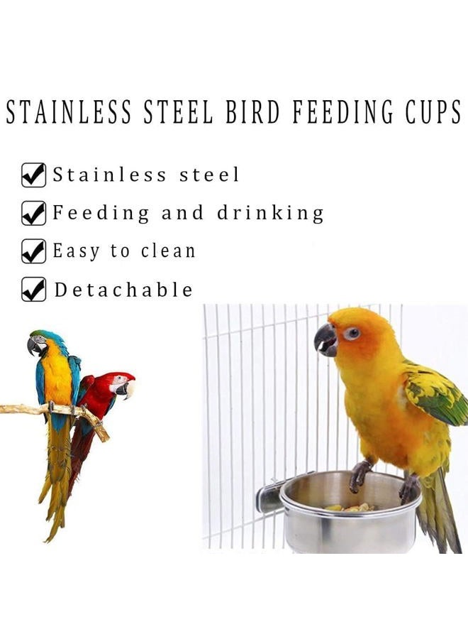 Kathson 2 Pack Bird Feeding Dish Cups, Stainless Steel Parrot Feeders Water Cage Bowls with Clamp Holder Bird Feeders for Parakeet Cockatiels Conure Budgies Lovebird Finch and Small Animals - Image 5