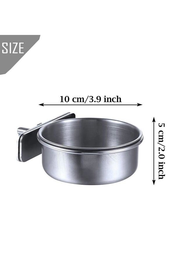 Kathson 2 Pack Bird Feeding Dish Cups, Stainless Steel Parrot Feeders Water Cage Bowls with Clamp Holder Bird Feeders for Parakeet Cockatiels Conure Budgies Lovebird Finch and Small Animals - Image 3