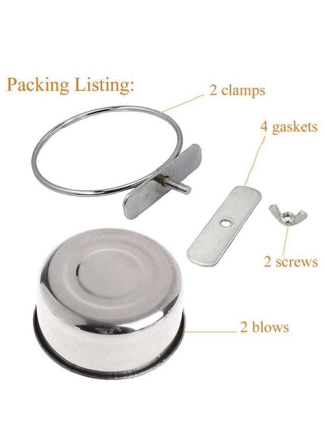 Kathson 2 Pack Bird Feeding Dish Cups, Stainless Steel Parrot Feeders Water Cage Bowls with Clamp Holder Bird Feeders for Parakeet Cockatiels Conure Budgies Lovebird Finch and Small Animals - Image 4
