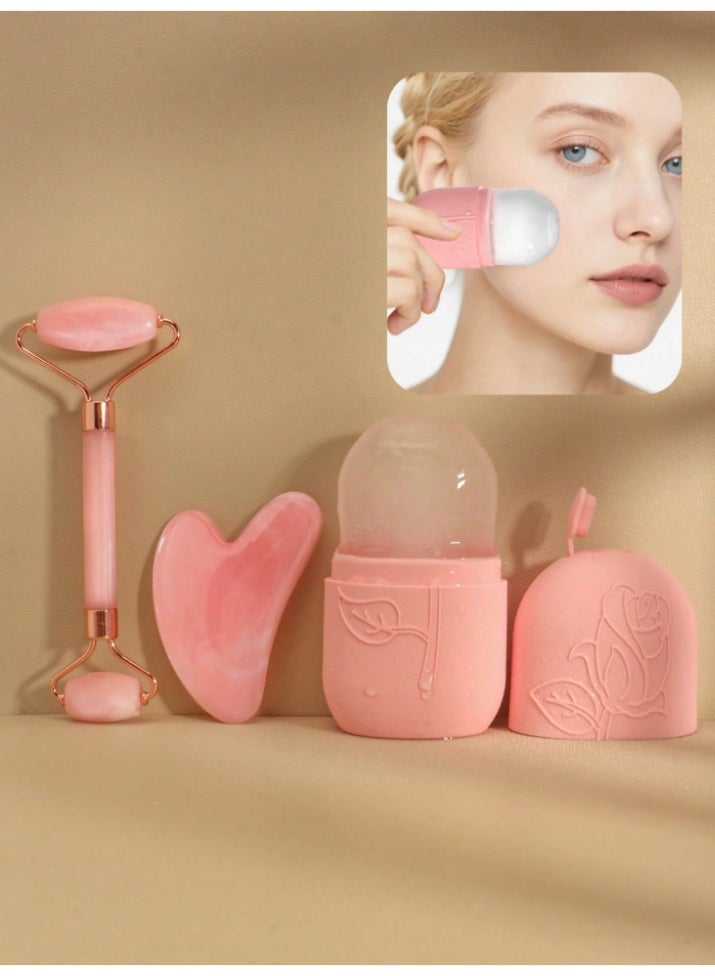طقم 3 قطع مساج وتقشير الوجه – Face Roller + Massage Stick + Ice Gel Pack – عناية البشرة واسترخاء