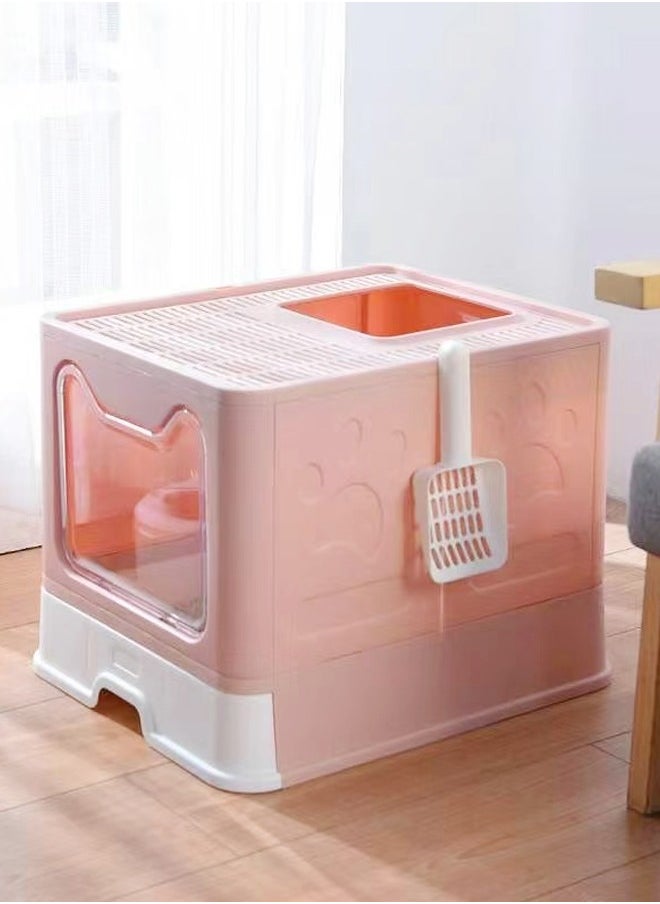 C&C Home Durable Large Size Double Entrance Foldable Drawer Type Cat Litter Box with Litter Scoop Fully Enclosed Cat Litter Box 41x51x38 cm  - Image 3