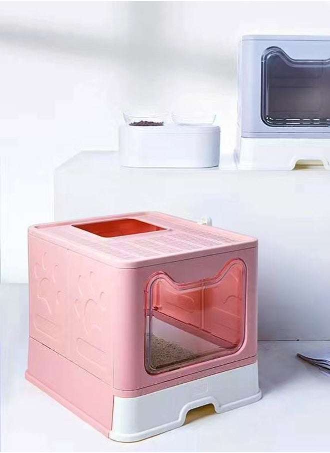 C&C Home Durable Large Size Double Entrance Foldable Drawer Type Cat Litter Box with Litter Scoop Fully Enclosed Cat Litter Box 41x51x38 cm  - Image 4