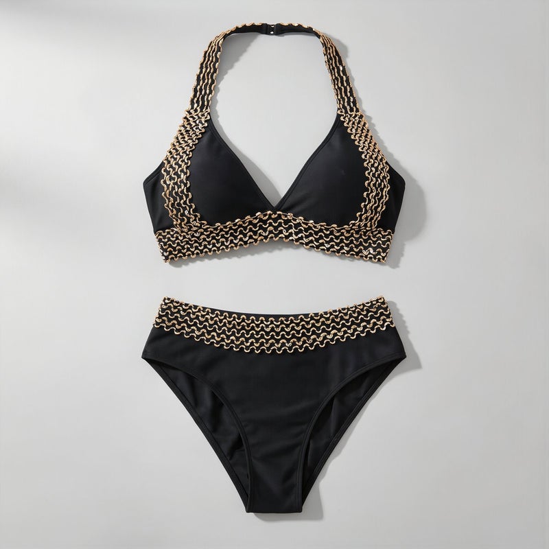 Bikini Ultra Lightweight Easy Folding Portable Two Piece Swimsuit Black S - Image 4