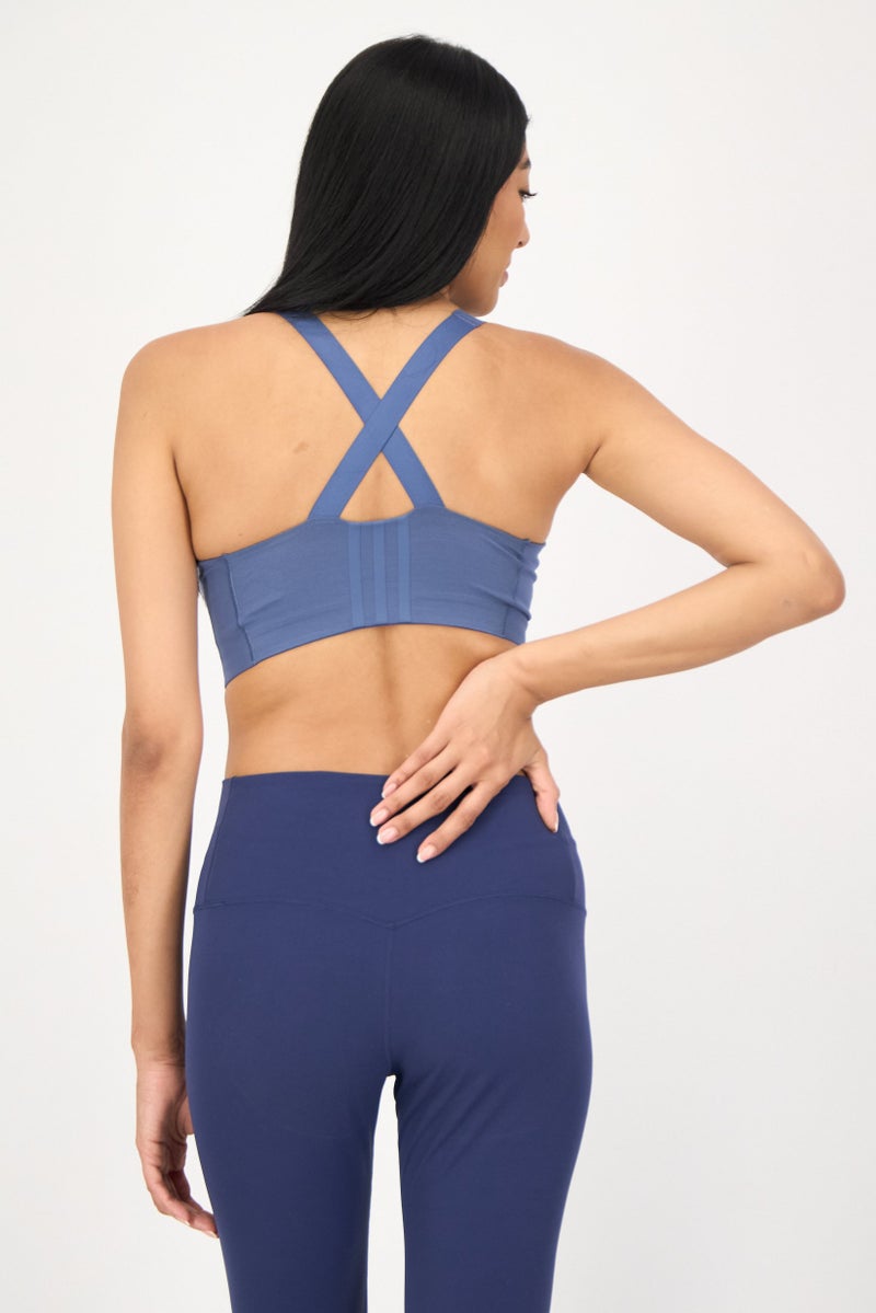 Adidas Women Padded Training Sport Bra, Blue - Image 3