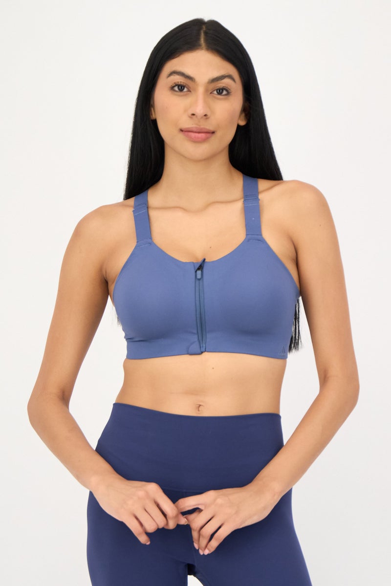 Adidas Women Padded Training Sport Bra, Blue - Image 1