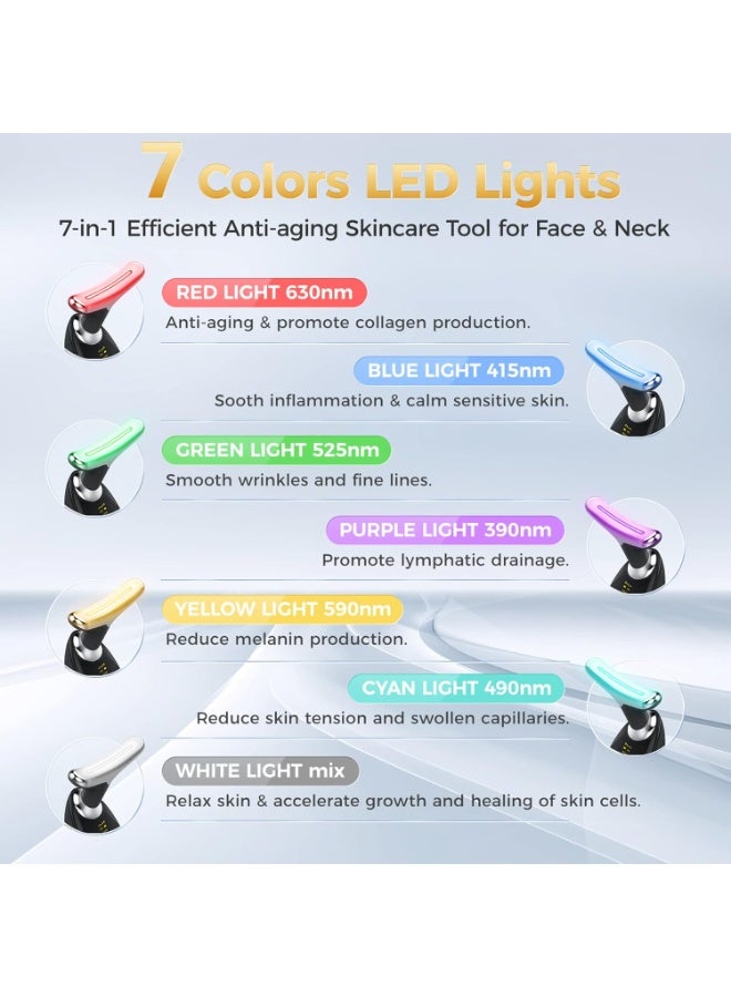 7-in-1 Deplux Face Neck Massager for Skin Tightening, Wrinkle Removal, Anti Aging, Glossy Black - Image 3