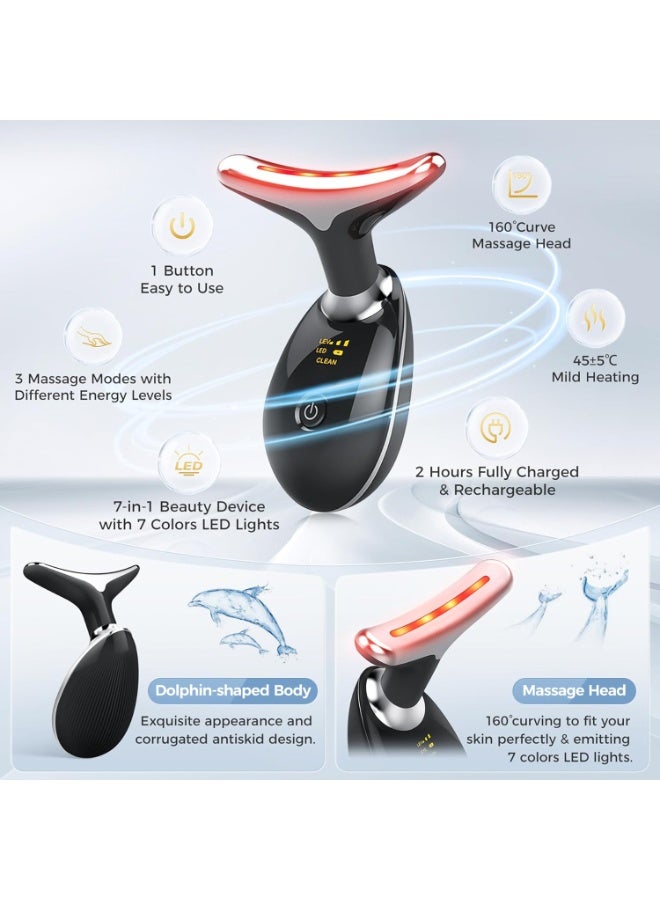 7-in-1 Deplux Face Neck Massager for Skin Tightening, Wrinkle Removal, Anti Aging, Glossy Black - Image 4