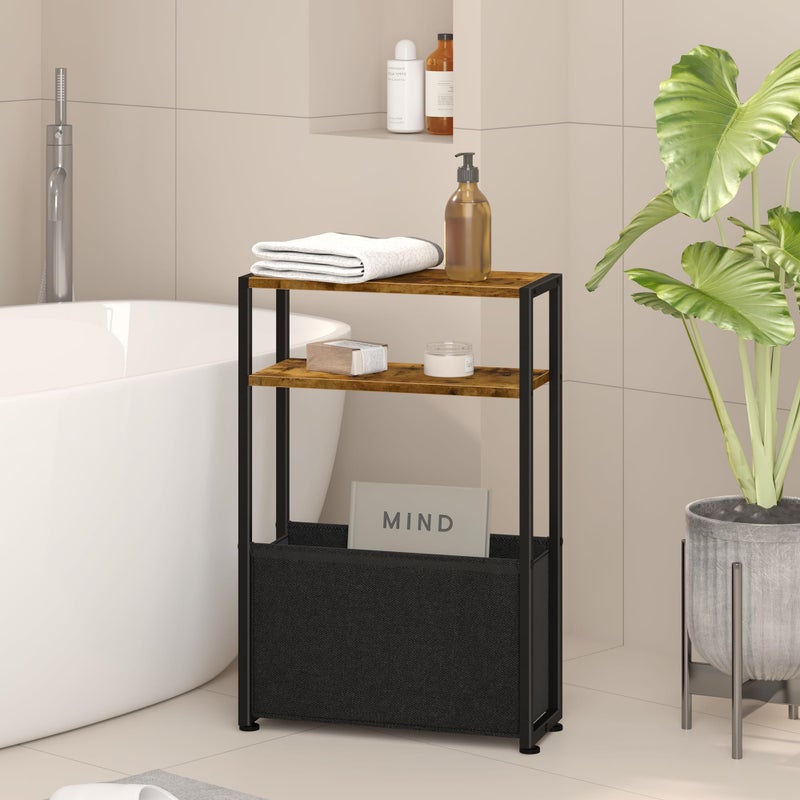 Leomonio Narrow Side Table, Slim End Tables with Fabric Basket, Skinny Table for Small Spaces, Thin Bedside Table for Living Room, Bedroom - Image 3